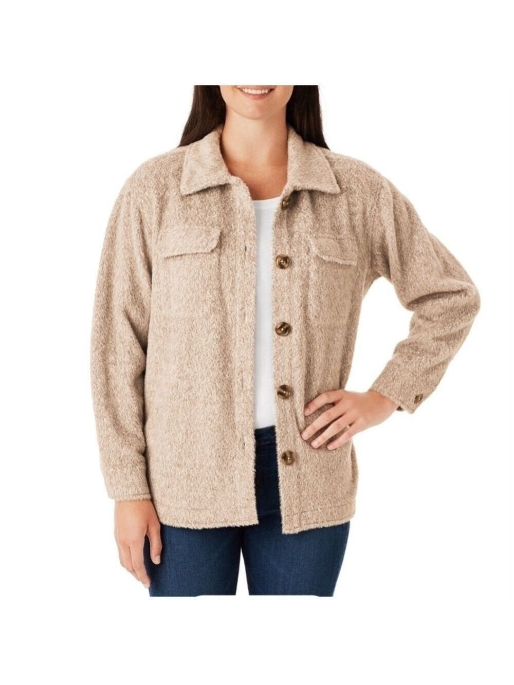 Member's Mark Oversized Plush Shacket in Toasted Brown Small - New With Tags